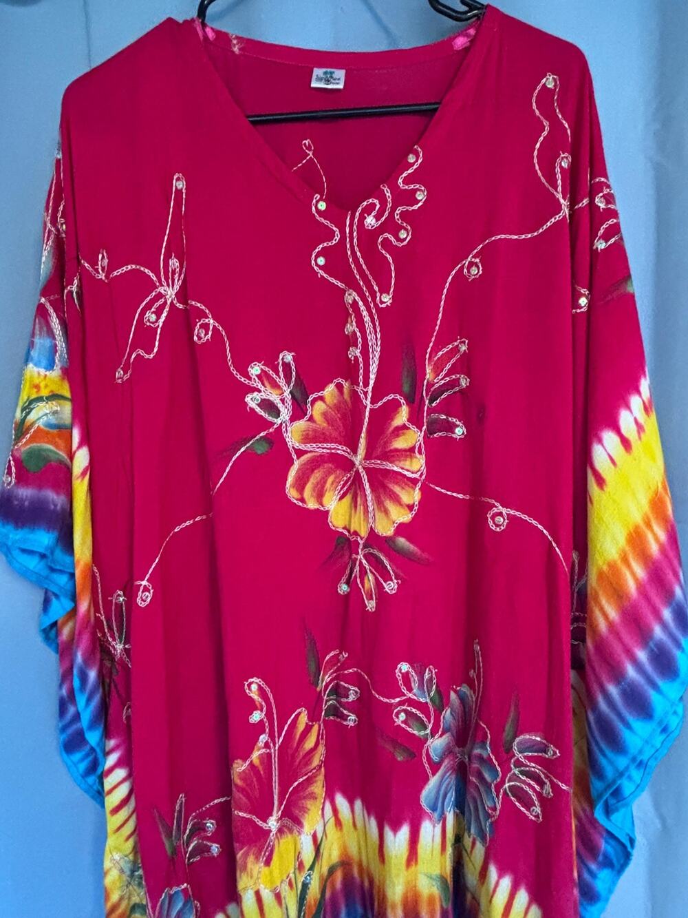 Island Planet Hand Painted Beach Batik Cover Up Dress One Size